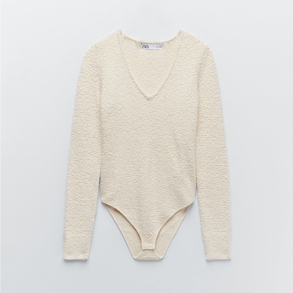 NWOT Zara Textured Knit Bodysuit - Picture 4 of 9